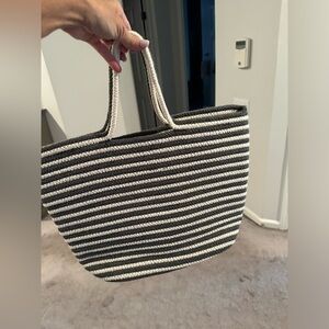 Blue and white striped bag